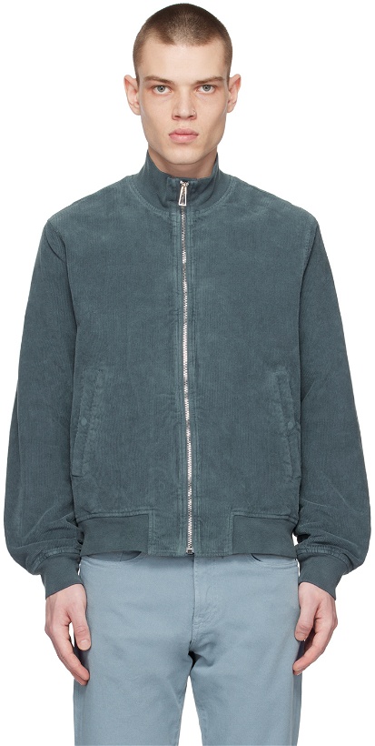 Photo: PS by Paul Smith Blue Zip Bomber Jacket