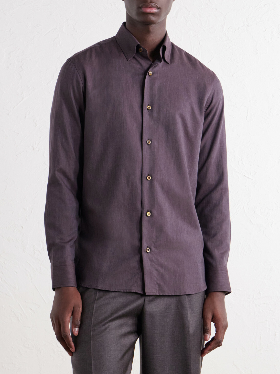 Brioni - Woven Cotton Shirt - Purple
