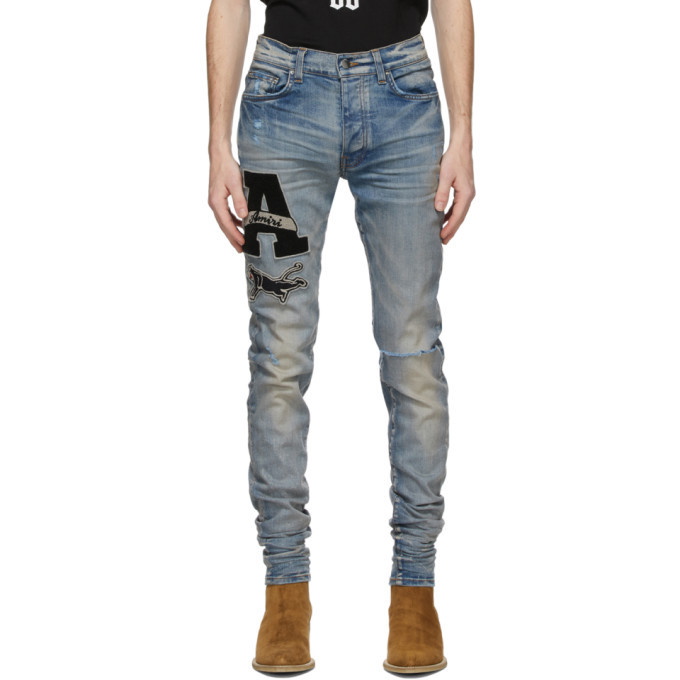 Photo: AMIRI Blue Varsity Patch Jeans