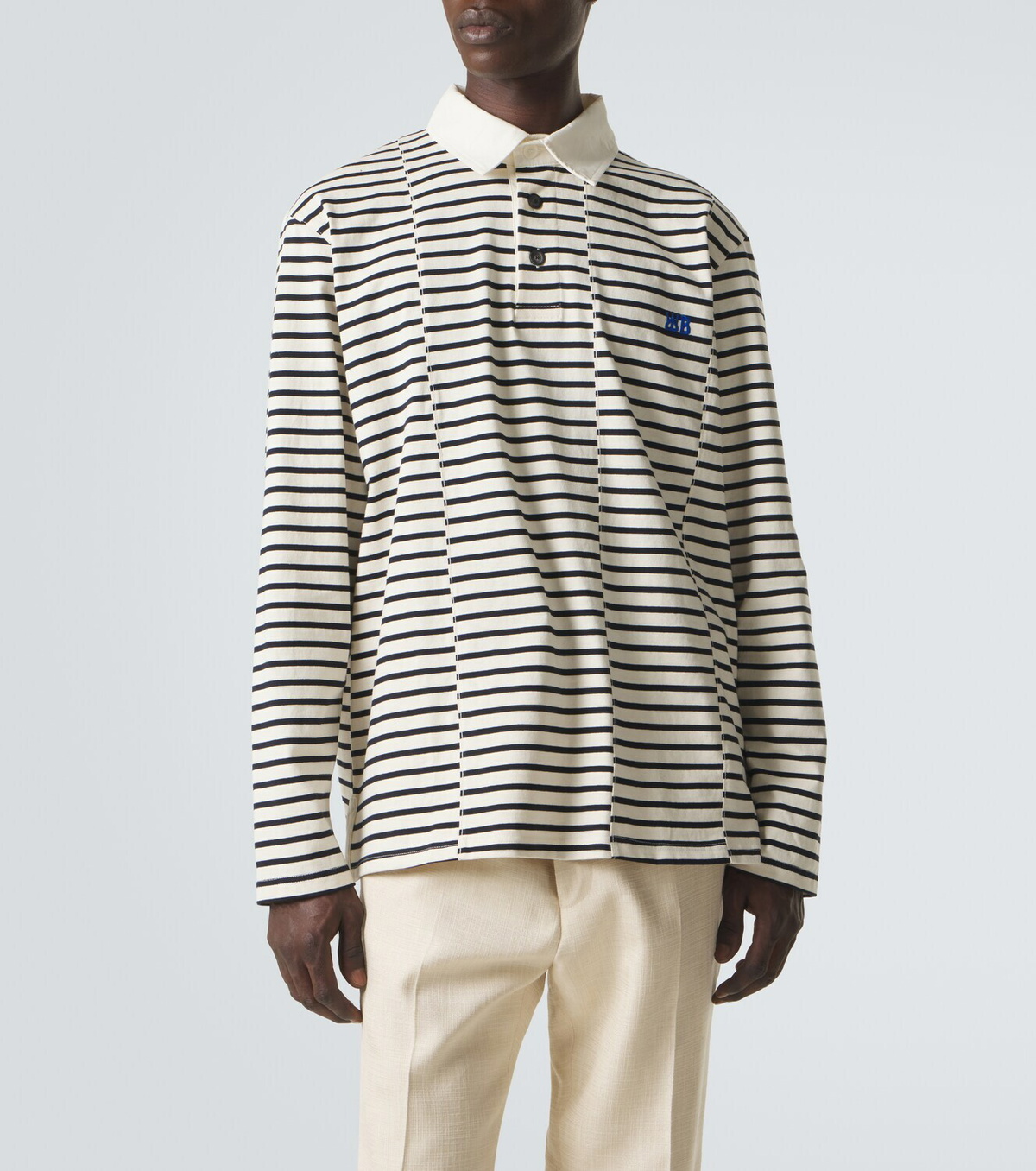 Wales Bonner City striped cotton polo shirt