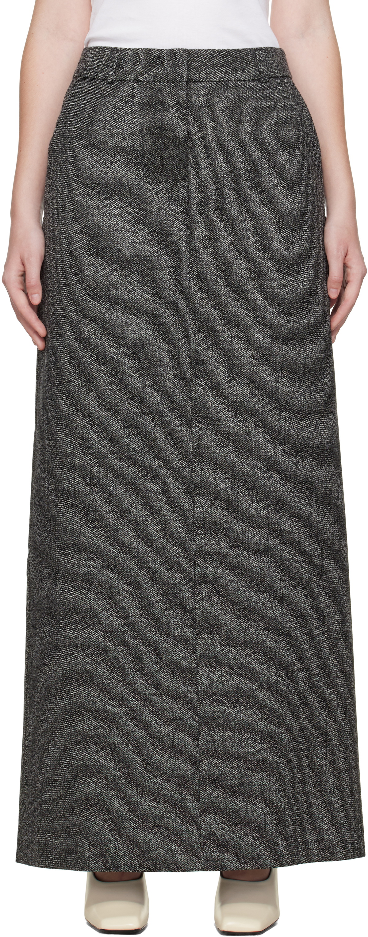 R2W Gray Arina Wool Maxi Skirt