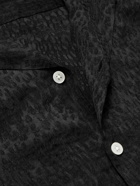 Portuguese Flannel - Finger Print Convertible-Collar Jacquard Shirt - Black