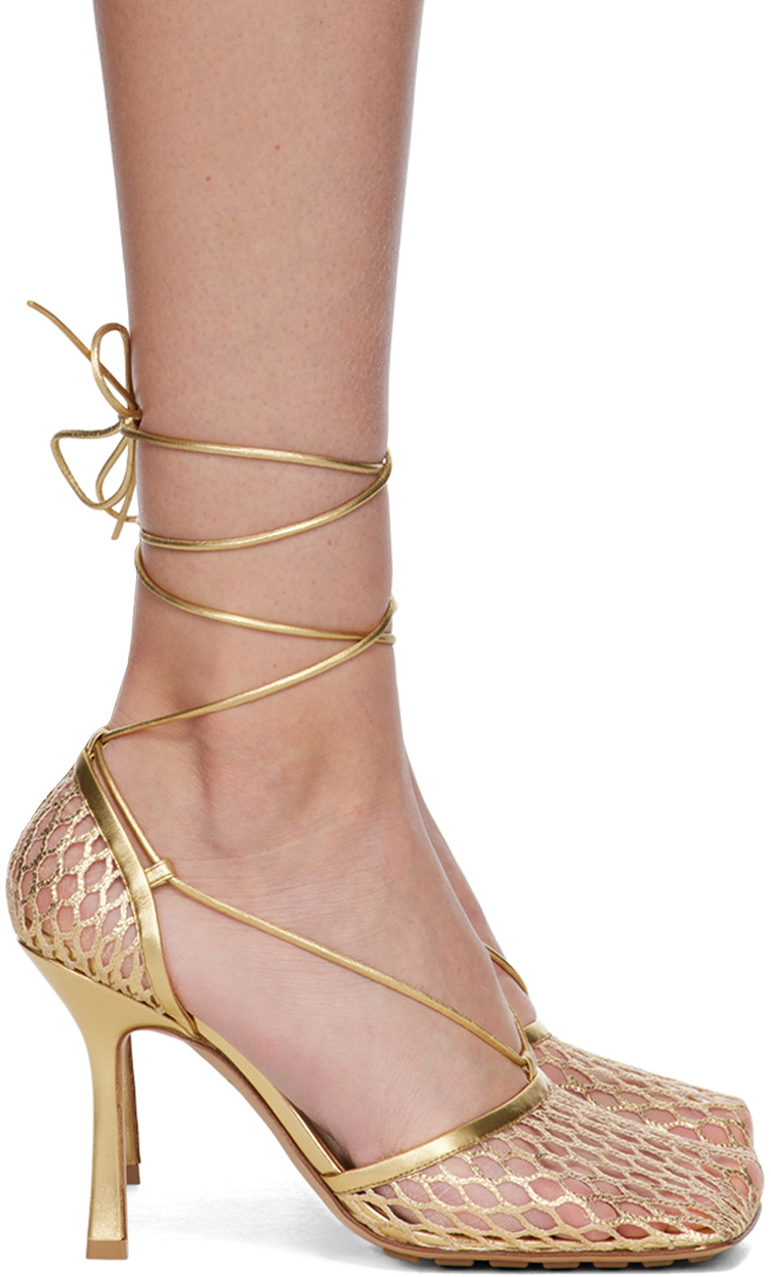 Bottega Veneta Gold Stretch Lace-Up Sandal Bottega Veneta