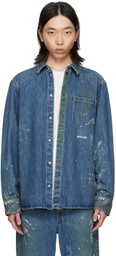 Helmut Lang Blue Painted Denim Shirt