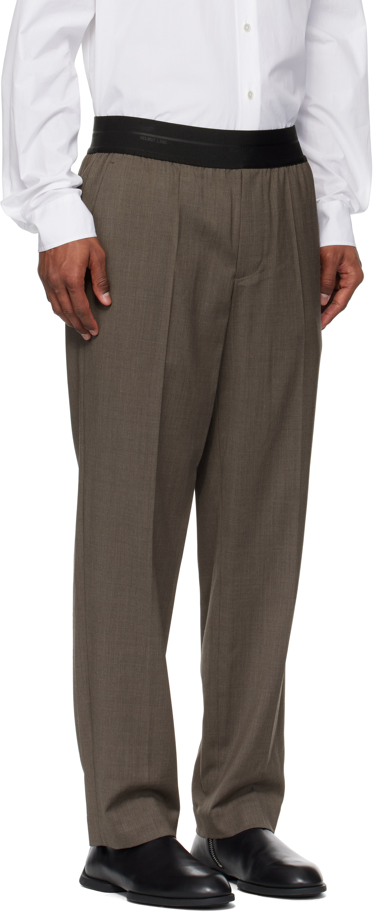 Helmut Lang Brown Tapered Pull-On Trousers