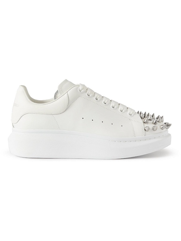 Photo: Alexander McQueen - Exaggerated-Sole Spiked Leather Sneakers - White