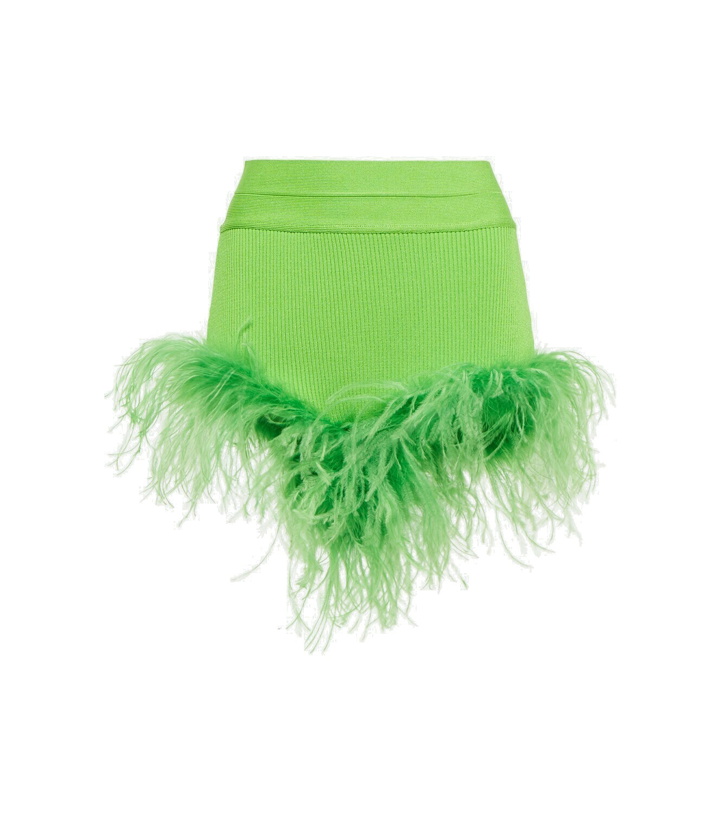 Photo: Giuseppe di Morabito Feather-trimmed knitted shorts