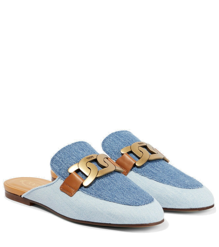 Photo: Tod's - Embellished denim slippers