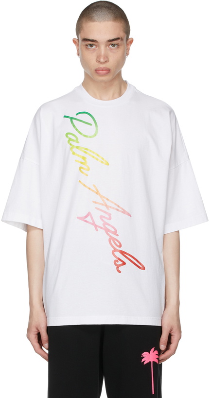 Photo: Palm Angels White Miami Logo Loose T-Shirt