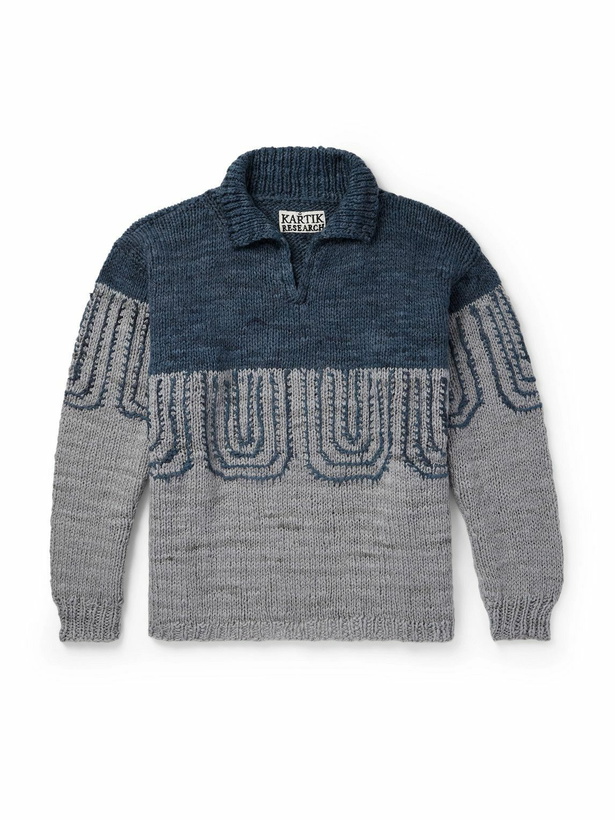 Photo: Kartik Research - Jacquard-Knit Wool Sweater - Blue