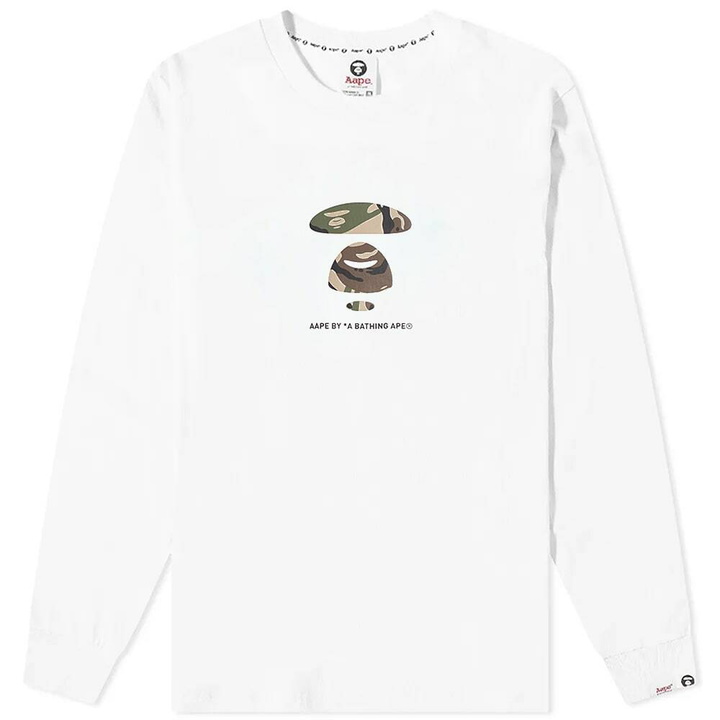 Photo: Men's AAPE Long Sleeve Small Face Camo T-Shirt in White