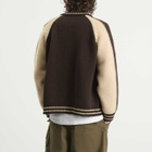 FrizmWORKS Men's Wool Varsity Zip Cardigan in Brown