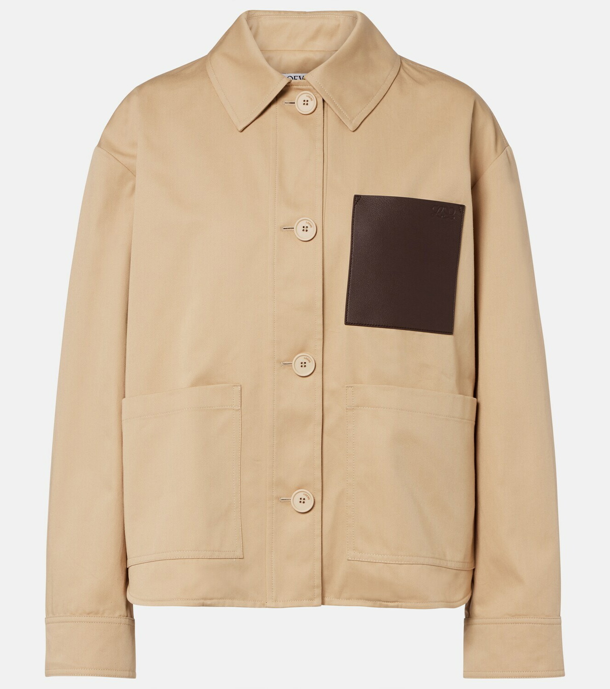 Loewe Leather-trimmed cotton jacket