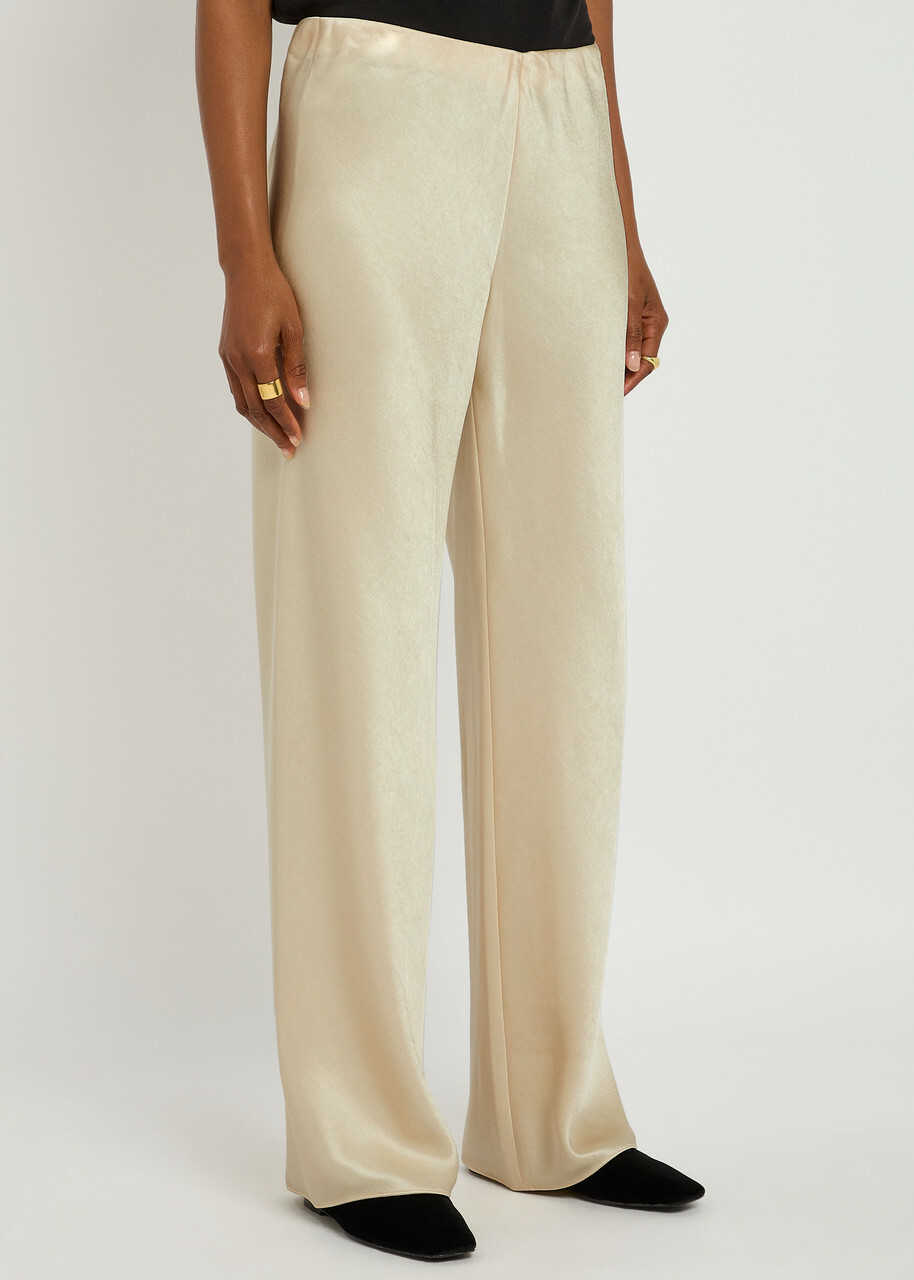 Vince Fluid Satin Bias Trousers Ivory