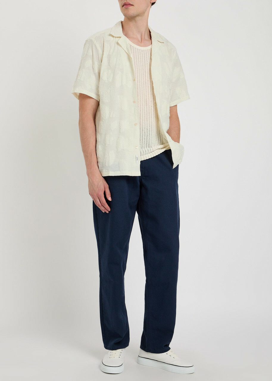 Forét Floral Jacquard Cotton-blend Shirt Beige