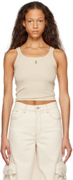 AMIRI Beige Ribbed Tank Top