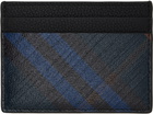 Burberry Navy Tall Check Card Holder