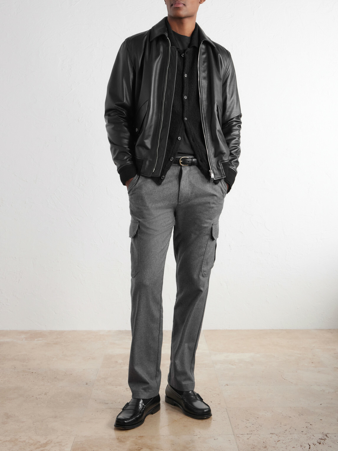 Mr P. - Straight-Leg Wool-Flannel Cargo Trousers - Gray