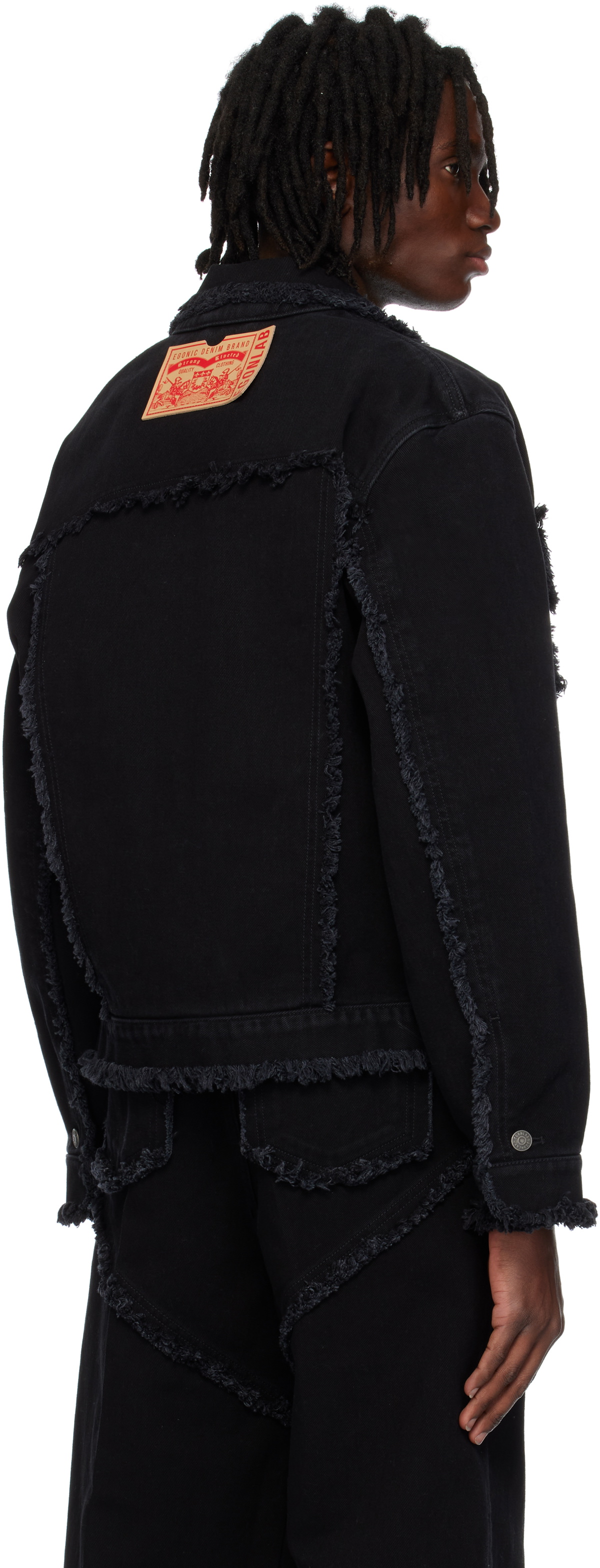 EGONlab Black Raw Edges Denim Jacket EGONlab