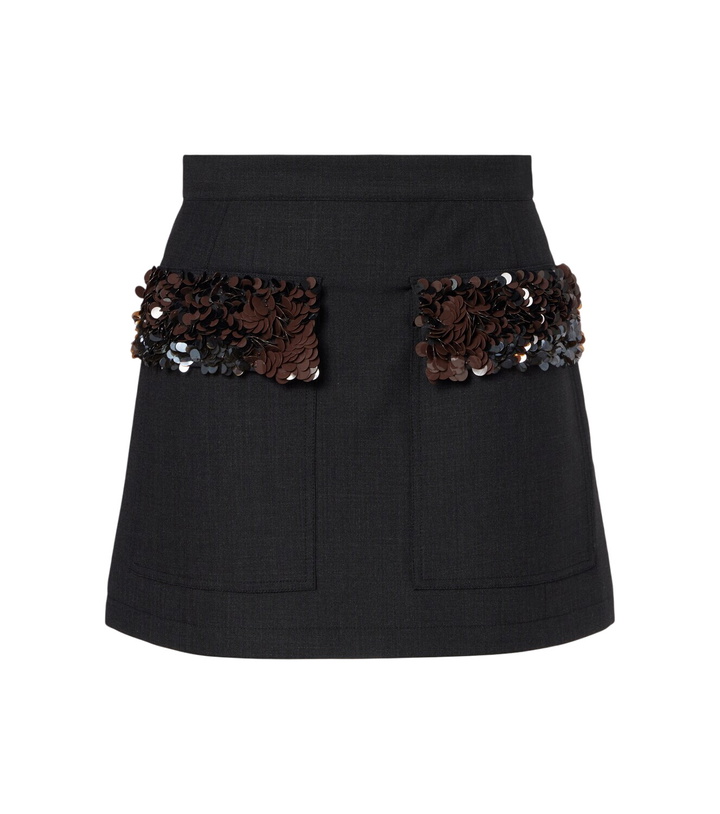 Photo: Plan C Sequined wool-blend miniskirt