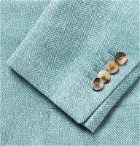 Lardini - Light-Blue Unstructured Herringbone Wool, Linen and Silk-Blend Blazer - Blue