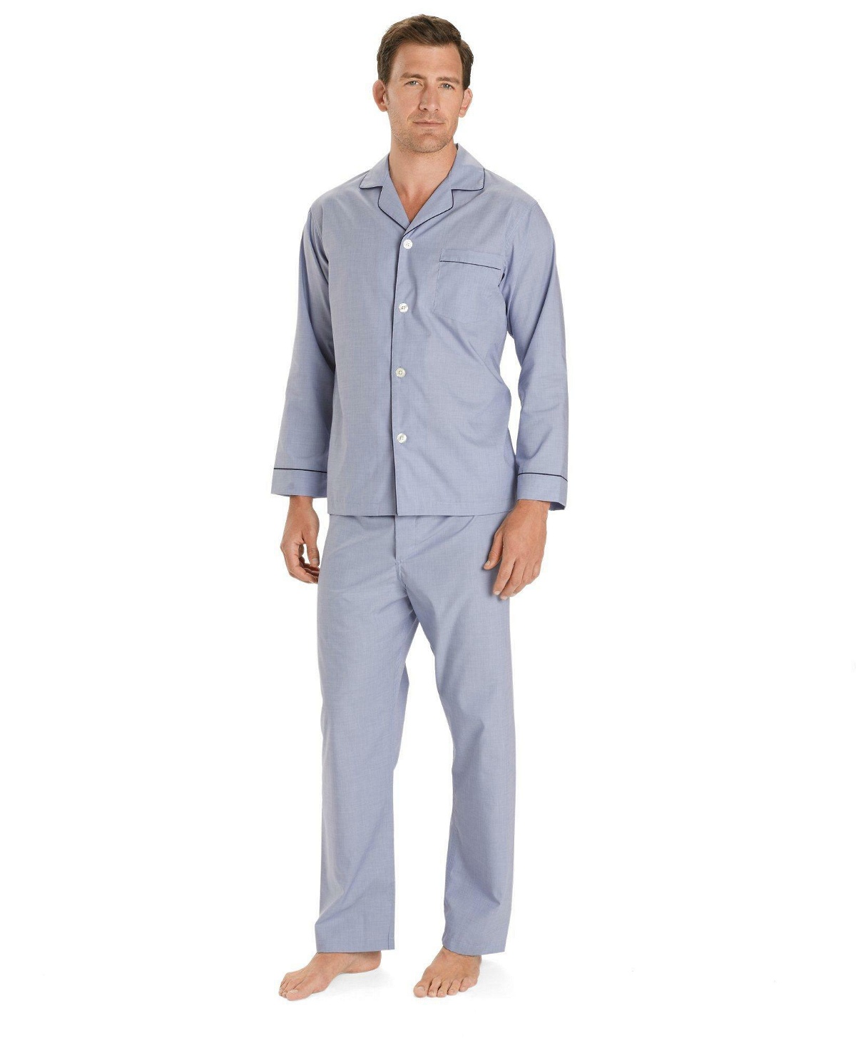 Brooks Brothers Men's Wrinkle-Resistant Broadcloth Pajamas | Blue