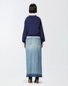 Pinko Crew Neck Sweatshirt With Wide Sleeves And Raised Logo Blue/White