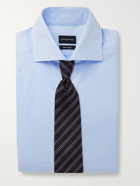 ERMENEGILDO ZEGNA - Cutaway-Collar Herringbone Cotton Shirt - Blue