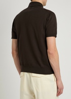 Canali Textured-knit Cotton Polo Shirt Brown