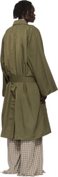 Hed Mayner Green Crinkled Trench Coat