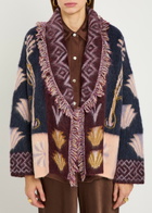 Forte_forte Jacquard Brushed Alpaca-blend Cardigan Navy