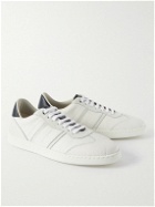 FERRAGAMO - Achille 1 Nubuck-Trimmed Full-Grain Leather Sneakers - White