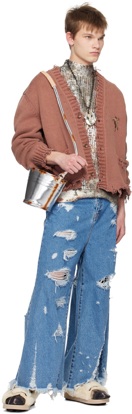 Flare Denim Destroyed Indigo Homme