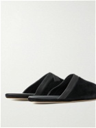John Lobb - Knighton Leather-Trimmed Suede Slippers - Blue