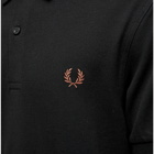 Fred Perry Men's Plain Polo Shirt in Black/Whisky Brown
