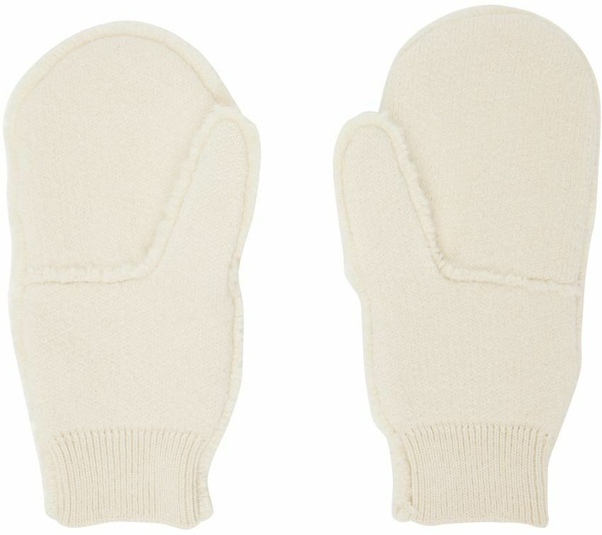 Jil Sander Beige Faux-Fur Mittens