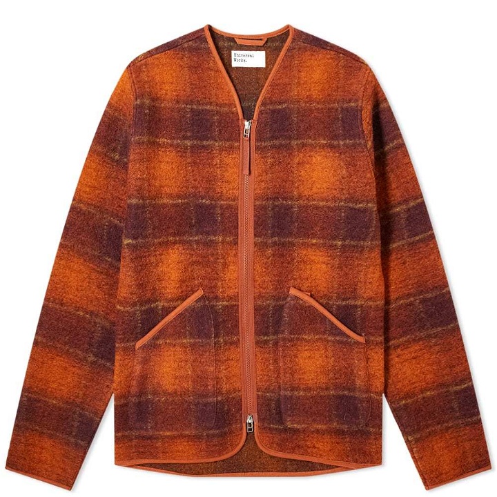 Photo: Universal Works Wool Fleece Check Zip Liner Jacket