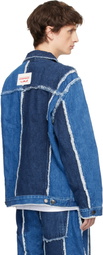 Charles Jeffrey LOVERBOY Blue Clash of Clans Edition Frayed Stripe Denim Jacket