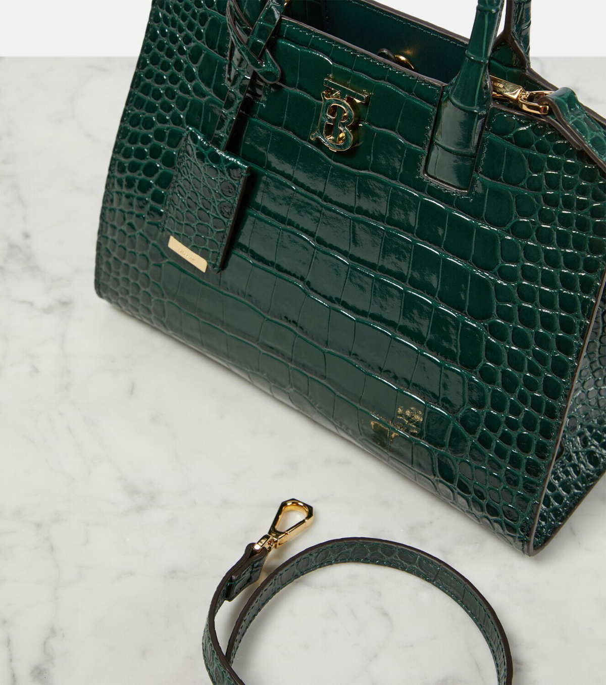 Burberry Mini Frances Croc-Effect Leather Tote