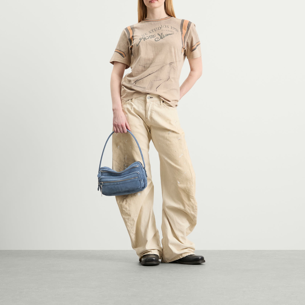 Acne Studios Women's Camero Party Suede Bag in Denim Blue 
