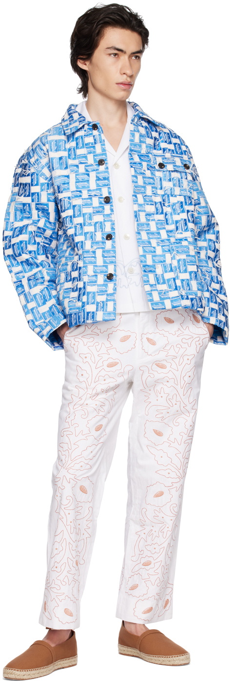 Bode White Braided Couching Trousers
