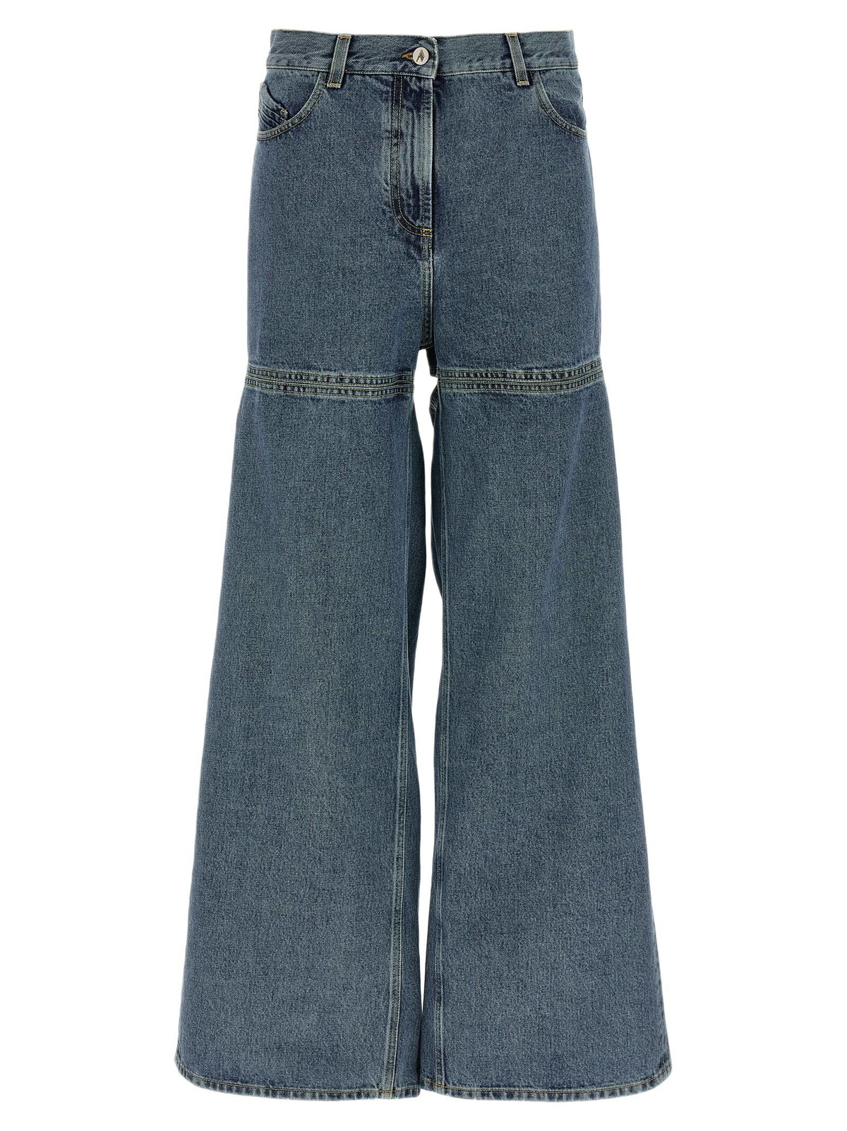 ボトムスその他 The Attico Sky blue jeans with long leg curled at the hem The Attico Sky Blue baggy jeans with large pockets | TheDoubleF