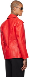 LU'U DAN Red Slim-Fit Creep Leather Jacket