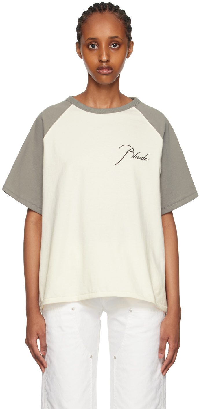 Rhude Off-White & Khaki Raglan T-Shirt Rhude