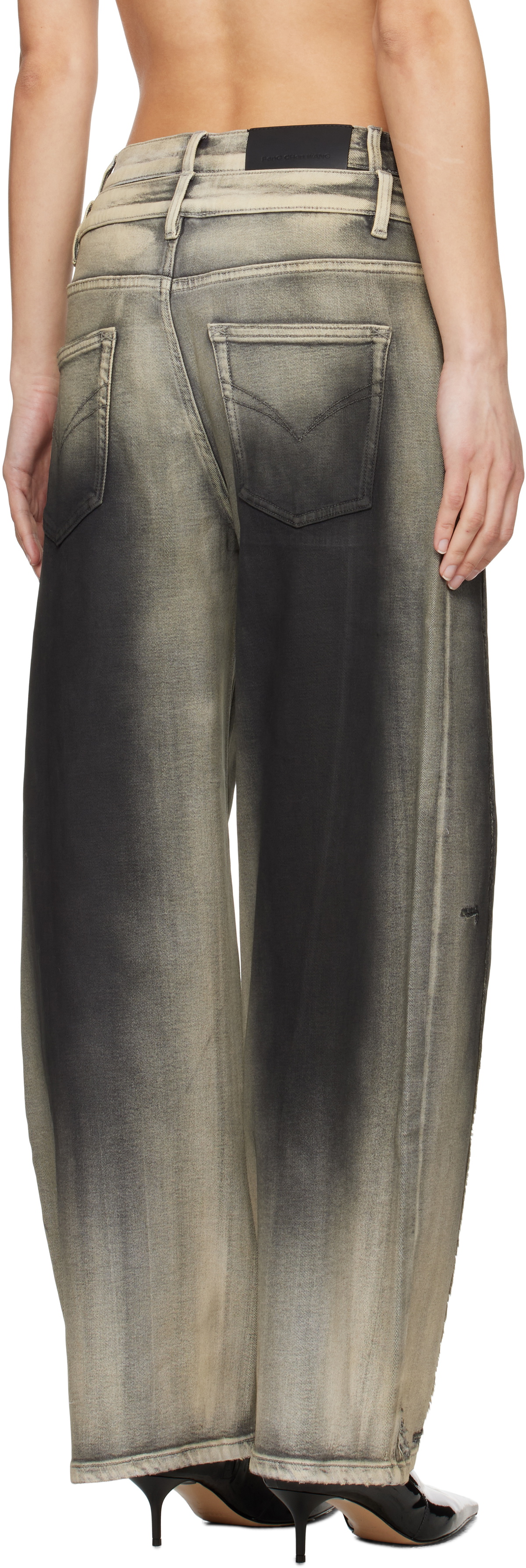 Feng Chen Wang Gray Deconstruction Washed Jeans