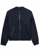 Yves Salomon - Leather-Trimmed Wool and Cashmere-Blend Felt Bomber Jacket - Blue