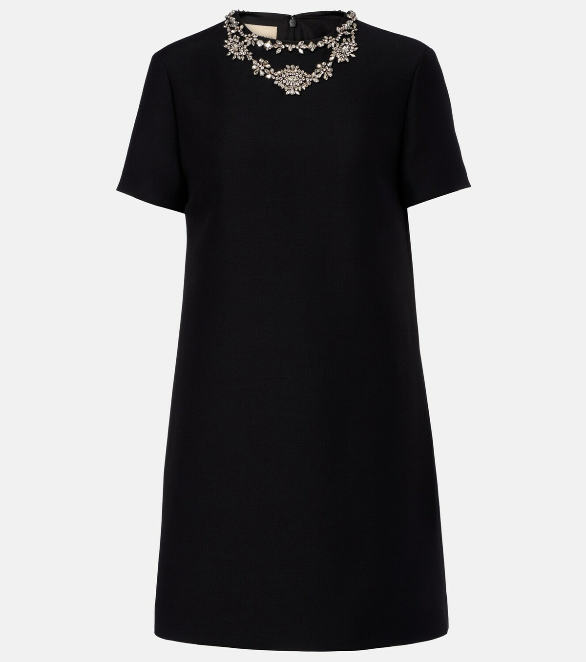 Valentino Crepe Couture embellished wool and silk minidress