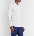Isaia - Slim-Fit Cutaway-Collar Striped Cotton-Seersucker Shirt - White