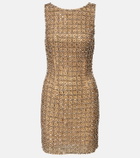 Là Fuori Gilded crystal-embellished minidress