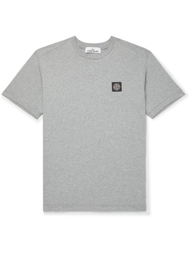 Photo: Stone Island - Logo-Appliquéd Cotton-Jersey T-Shirt - Gray